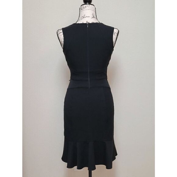 🖤 WHITE HOUSE BLACK MARKET Black Sleeveless Peplum Flippy Hem Sheath Dress - Picture 4 of 16
